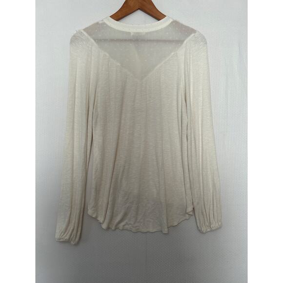 Gimmicks by BKE Lace Henley Top Small Cream Long Sleeve Boho Peasant Style - Picture 8 of 10